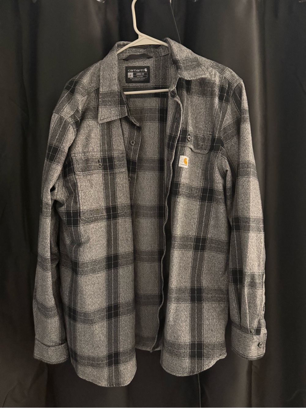 Carhartt Men's Black & Gray Plaid Shirt Jacket